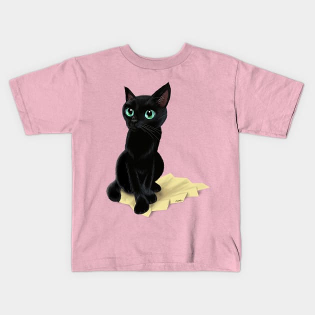 Black little kitty Kids T-Shirt by BATKEI